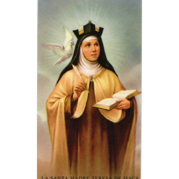 St. Teresa of Avila - Relic Laminated holy card - Blessed by Pope Francis