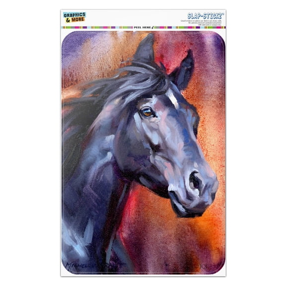 Black Horse Portrait Painting Indigo Night Home Business Office Sign