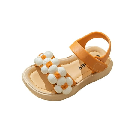 

AnuirheiH Toddler Shoes Baby Girls Cute Solid Color Flowers Non-slip Soft Sole Beach Sandals 4-6$ off 2nd