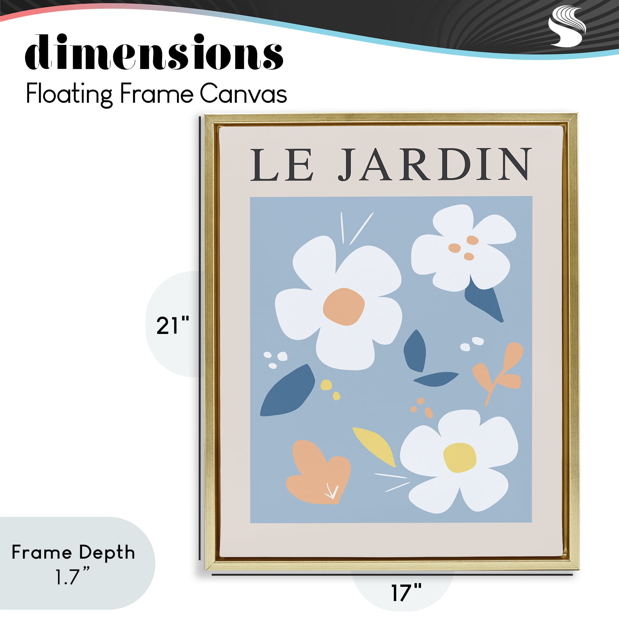 Stupell Industries Bouncing Floral Le Jardin Gold Framed Floater Canvas Wall Art, design by Anna Quach