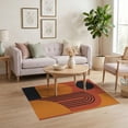 thumbnail image 3 of ODIKA 4'x6' Orange Black Abstract Geometric Sunrise Washable Area Rug Modern Artistic Interpretation with Bold Curves for Bedroom, Reading Nook, Pet Friendly & Non-Shedding, 3 of 7