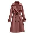 thumbnail image 3 of Long Trench Coat for Women 2025 Long Sleeve Double Breasted Notched Lapel Classic Overcoat with Belt Outerwear, 3 of 4