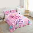 thumbnail image 3 of Homewish Cartoon Rainbow Child Full Size Comforter Sets, Kawaii Stars Cloud Bedding Comforter Set, Girly Pink Cartoon Theme Reversible Bedding Sets, Breathable Home Decor, 3 Pieces, 3 of 8