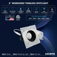 thumbnail image 7 of LUXRITE 3" LED Trimless Spotlight with Black Trim 15W, 1100LM, 5CCT, 60, Dimmable, Push-n-Lock, CRI90, IC Rated 4 Pack, 7 of 7