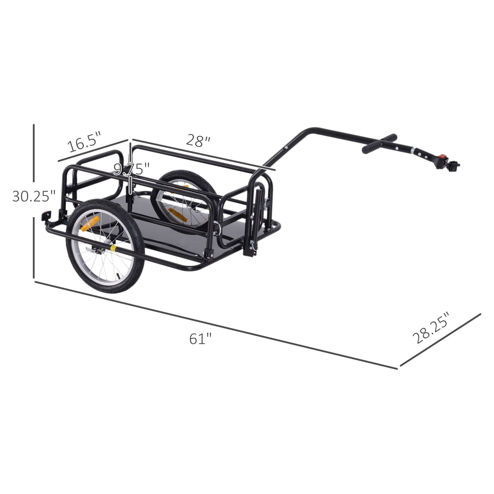 Bike Cargo Trailer, Bicycle Trailer, Heavy-Duty Bike Wagon Cart, Foldable Compact Storage, with Universal Hitch, 16" Wheels, 88lbs. Capacity
