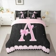 thumbnail image 2 of Manfei Letter A Monogrammed 7-Piece Twin Bedding Sets,Pink Bow Bowtie Bedding Comforter Set,Galaxy Starry Sky Sheet Sets For Child,Microfiber Room Decorative Reversible, 2 of 8