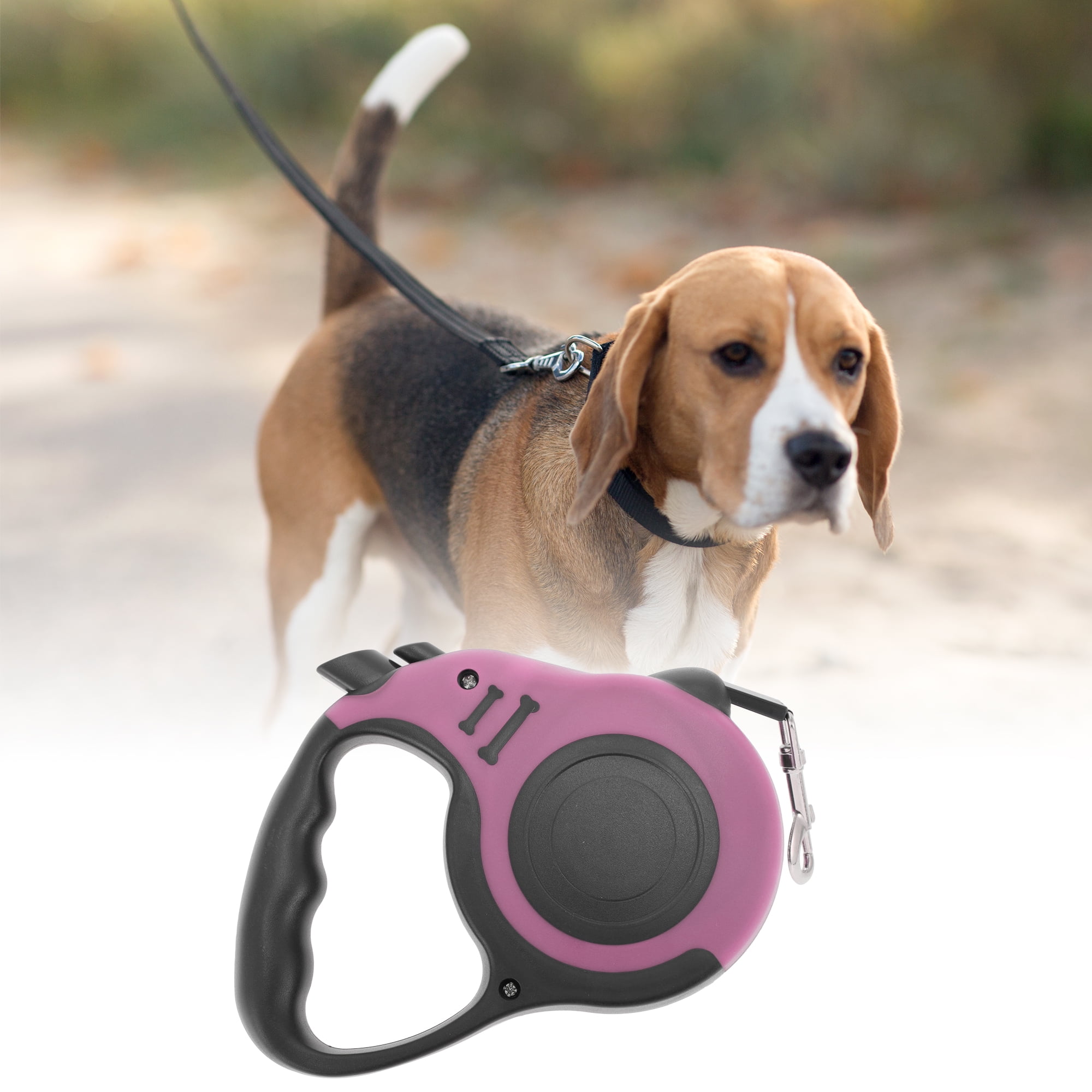 Unique Bargains Retractable Pet Leash Ergonomic Dog Leash with Handle Pink 118.11"