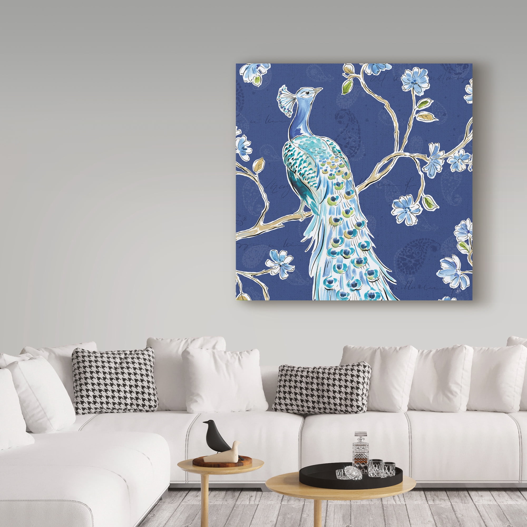 Trademark Fine Art 'Peacock Allegory III Blue' Canvas Art by Daphne Brissonnet