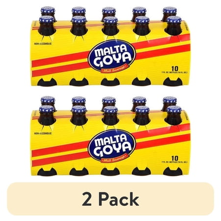 (2 pack) GOYA Malta Malt Beverage, 7 fl oz Glass Bottle, 10 Count, Non-Alcoholic Drink