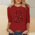 thumbnail image 2 of successthop Womens Christmas Shirt Funny Graphic Plus Size 3/4 Sleeve Clothe Lightweight Oversized Crewneck Party Tops, 2 of 5