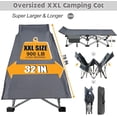 thumbnail image 2 of Folding Camping Cot with Memory Foam Mattress, 900LBS Capming Cots for Adults, Oversized 32" W Sleeping Cot with Carring Bag, Portable Folding Bed Cots for Capming, Hiking, Indoor Use - Blue, 2 of 6