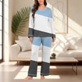 thumbnail image 2 of Ensemble de Pyjama pour Femmes, Pantalon Décontracté à Manches Longues Col en V Couleur Unie, Ensemble de Pyjama pour Femmes, 2 of 8