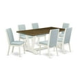 thumbnail image 6 of East West Furniture V726GA740-6 6-Pc Dining Table Set- 4 Upholstered Dining Chairs with Dahlia Linen Fabric Seat and Button Tufted Chair Back - Rectangular Top & Wooden Legs Kitchen Table and Small Be, 6 of 10