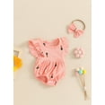 thumbnail image 3 of Suealasg Newborn Girl Outfit Fly Sleeve Cherry Carrot Print Romper +Bowknot Hairband Baby Girls Summer Cute Clothes, 3 of 7