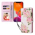 thumbnail image 2 of Dteck for iPhone 12 Pro 6.1" 2020 Flip Wallet Case, PU Leather Anti-Drop Case with Card Slot & Kickstand Shockproof Protective Case for iPhone 12 Pro Ladies Girls Women, Rose Flower, 2 of 8