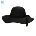 thumbnail image 2 of Deago Vintage Women's Foldable Wide Brim Felt Bowler Fedora Floopy Wool Hat (Black), 2 of 9