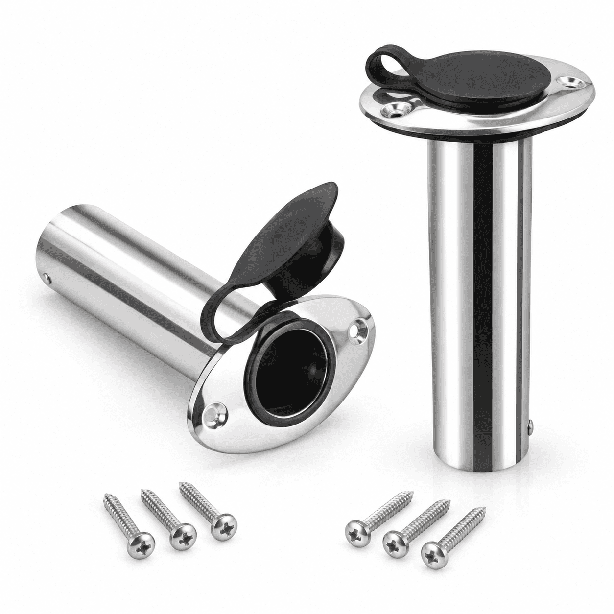 2flush Mounting Fishing Rod Holders With Rubber Cap Liner And Gasket (screws Included)