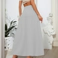 thumbnail image 4 of WTOBBY Women's Solid Color Flowy Flared Maxi Skirt with Ruffle Hem, A-Line Elastic Waist Elegant Tiered Layered Bohemian Long Skirt for Casual Wear, Spring and Summer Fashion,Light Gray XL, 4 of 5