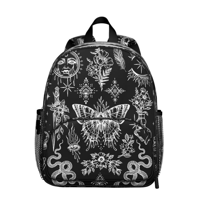 Moon And Star Student Backpack – Gothic Steampunk Celestial Dark Night Sky Cosmic Solar Eclipse Astral Elements Print