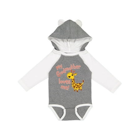 

Inktastic My Godmother Loves Me- Cute Giraffe Boys or Girls Long Sleeve Baby Bodysuit