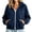 Blue, variant on Women Full Zip Hoodie Cropped Jacket Classic Long Sleeve Drawstring Hooded Kangaroo Pocket Loose Casual Sweatshirt Coat for Everyday Gray Womens Raincoats Water Proof with Hood XL