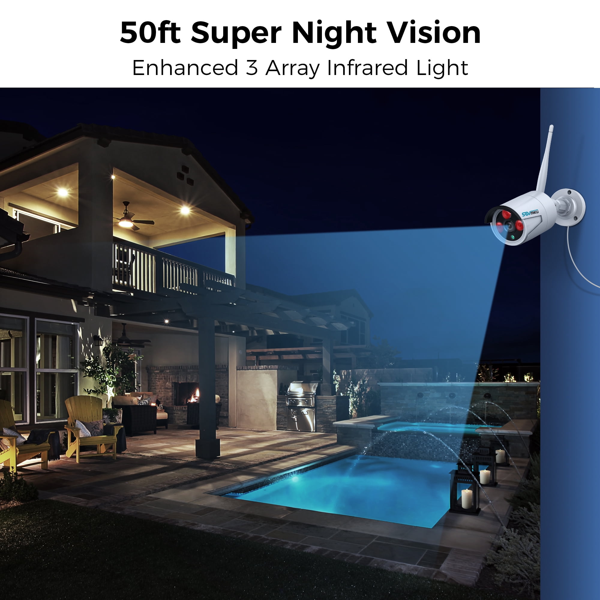Hiseeu 4Pcs 3MP Wired Wi-Fi Security Camera System,1TB Hard Drive, Color Night Vision , One Way Audio, Motion Alert
