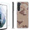 thumbnail image 1 of Shockproof Bumper Phone Case for Samsung Galaxy S23 5G, with Tempered Glass Screen Protector, by OneToughShield ® - Desert Camo, 1 of 4