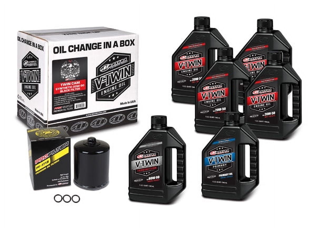 Maxima V-Twin Synthetic Oil Change Kit TC Black Filter for Harley-Davidson 1999-2016