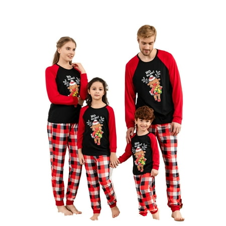

Christmas Family Matching Pajama Set Reindeer Print Tops + Plaid Pants