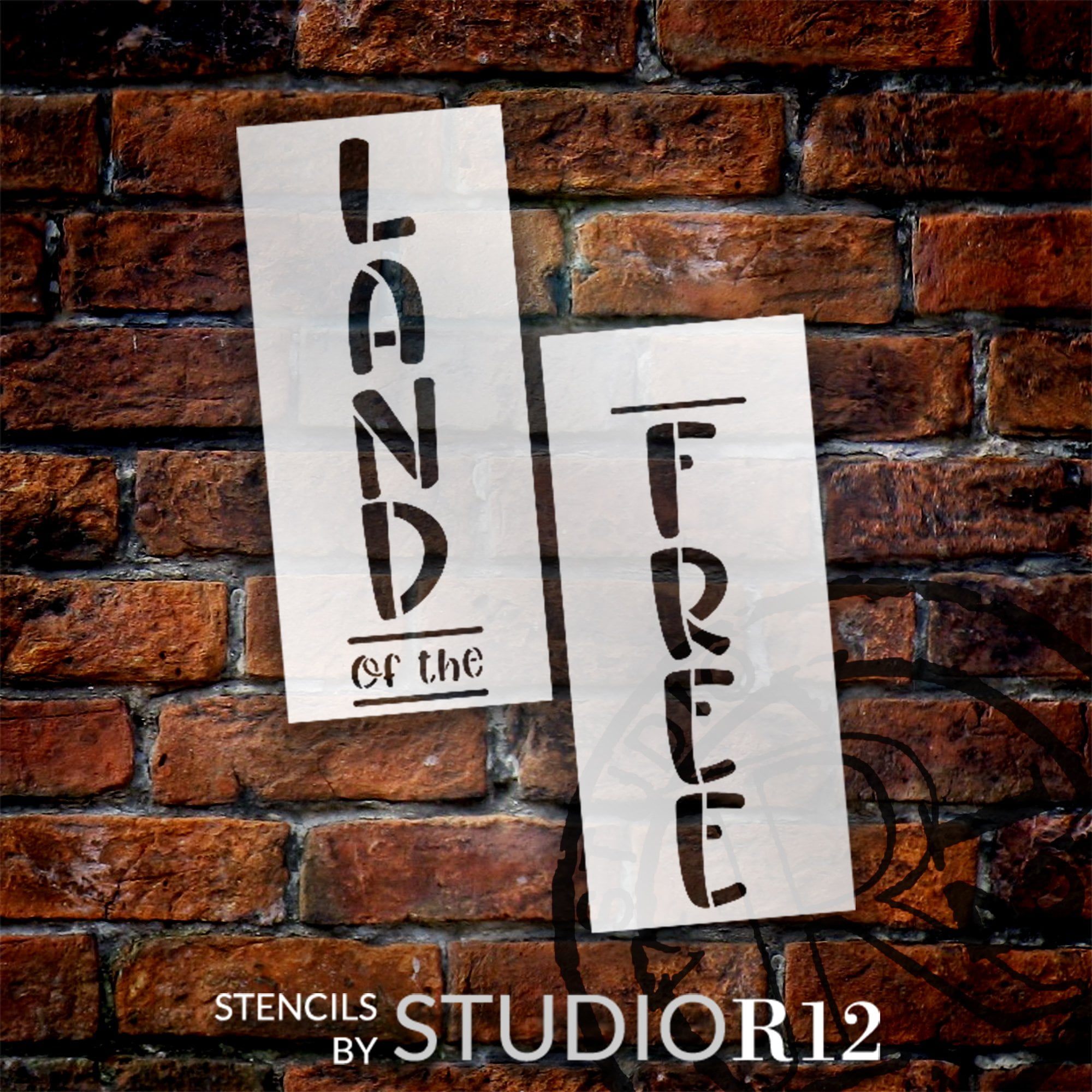 Land of The Free 4ft Vertical Porch Sign - 2 Part Stencil by StudioR12