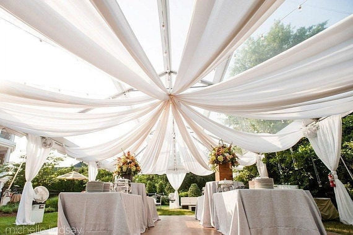 120" Wide (10ft Wide) x 120 Yards Roll - Sheer Voile Chiffon Fabric - Perfect for Draping Panels and Masking for Weddings & Events - WHITE