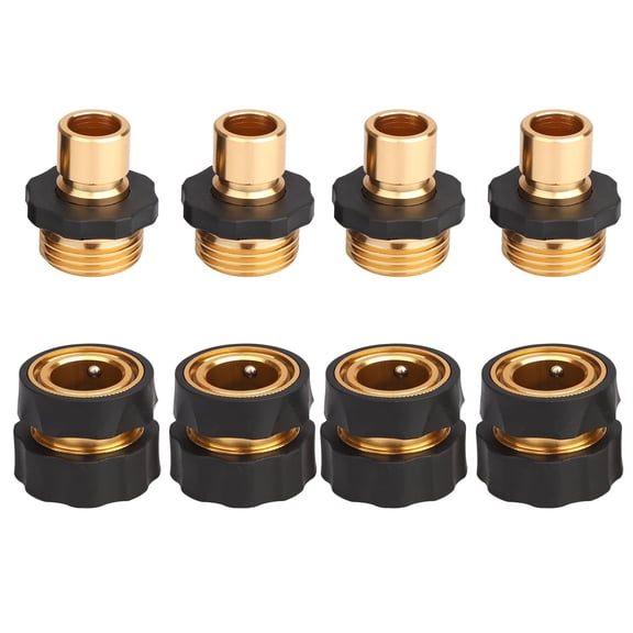 DISEN Garden Hose Quick Connect Set, No-Leaking Water Hose Quick Connector, 4 Male Connects 4 Female Connects