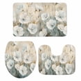 thumbnail image 2 of Vintage Flower Bathroom Rugs Set White Floral Farm Oil Painting Non Slip Absorbent Soft Bath Mats 3 Piece Set with Bathroom Rug, U-Shaped Floor Mat, Toilet Seat Cover Large Size, 2 of 9