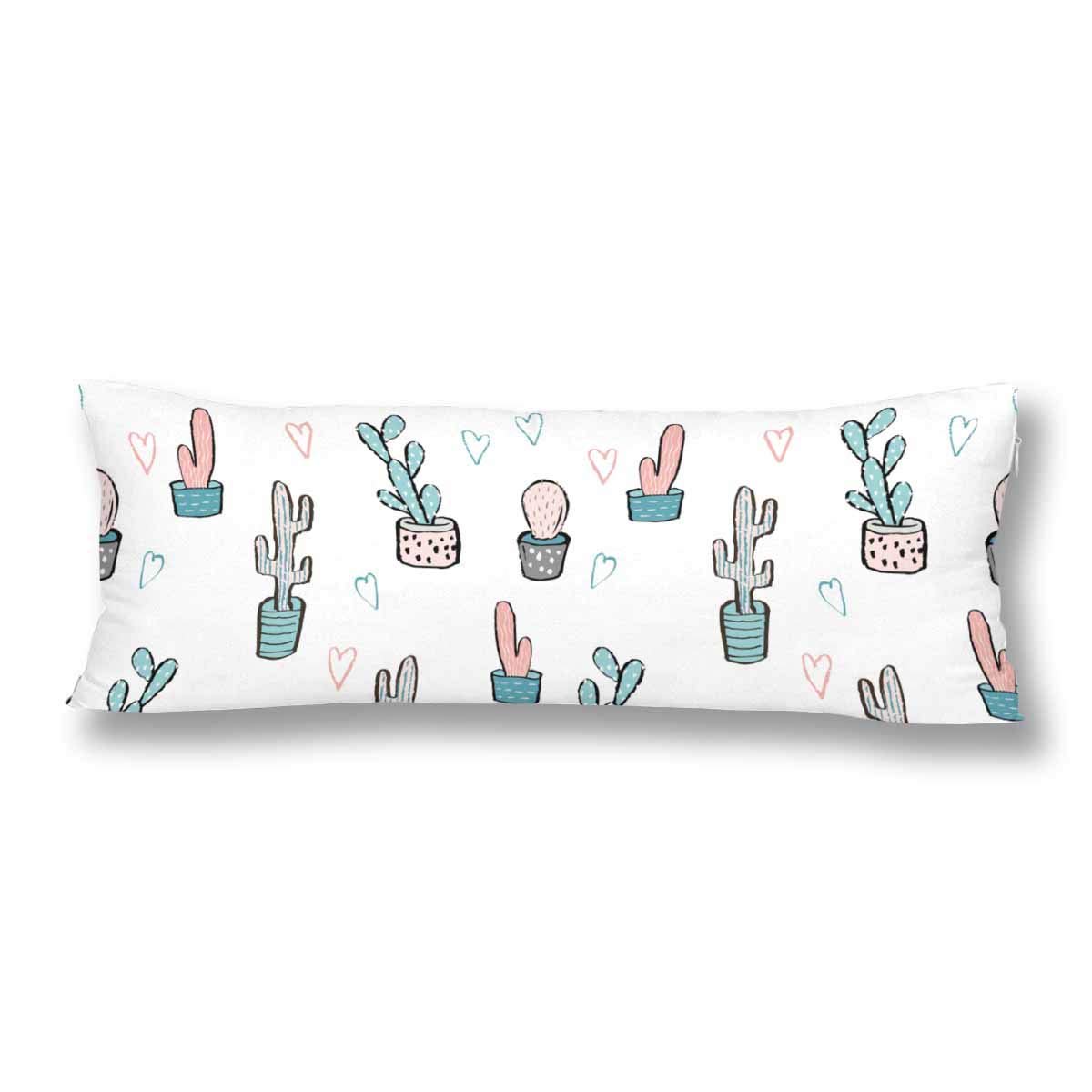 Gckg Succulent Cactus Pillow Covers Pillowcase Zipper 20x60 Inches