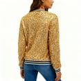 thumbnail image 4 of Women's Sequin Jacket Loose Shiny Glitter Bomber Coat Long Sleeve Zipper Sparkly Party Slitter Outfit, 4 of 6