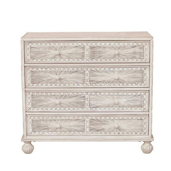 Traditional Grey Hand Painted Four Drawer Accent Storage Chest