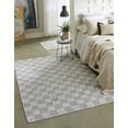thumbnail image 3 of Unique Loom Chindi Cotton Collection Area Rug - Checkered (4' 1" x 6' 1" Rectangle Ivory/Gray), 3 of 9