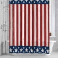 thumbnail image 3 of Independence Day Shower Curtain for Bathroom Decor, Retro Red Stripes Blue Stars Wood Grain Waterproof Fabric Shower Curtain, 72"x96" Set with 12 Hooks, 3 of 9