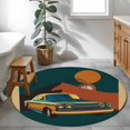 thumbnail image 4 of 3ft Washable Round Rug, Abstract Art Non-Slip Circle Area Rug for Bedroom Bedside, Truck Mountain Sun Soft Indoor Floor Mat for Home Decor, 4 of 9