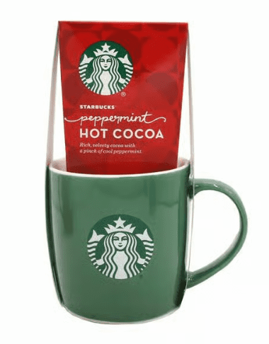 Starbucks Holiday Gift Set Bundle – 2-Pack Ceramic Mugs & Classic Hot Cocoa Mix