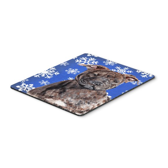 Carolines Treasures SC9777MP "Staffordshire Bull Terrier Staffie Winter Snowflakes Mouse Pad Hot Pad or Trivet" Large
