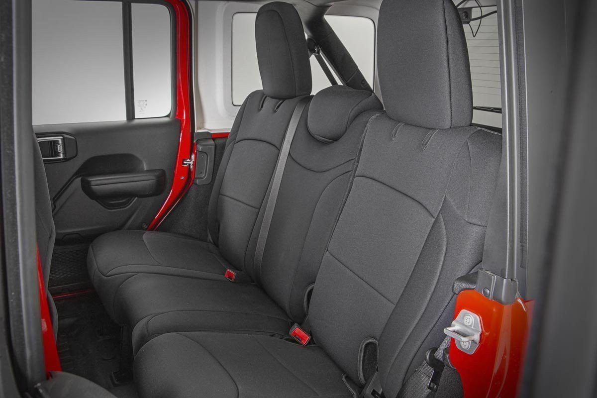 Rough Country Neoprene Seat Cover (fits) 2018-2020 Jeep Wrangler JL | 4DR | Rear Center Armrest | 1st/2nd Row | 91012