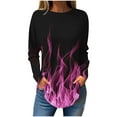 thumbnail image 2 of Sakmal Long Sleeve Womens Plus Size Tops Pink Crew Neck Graphic Flame Tunic Plus Size Ladies Shirts, 2 of 5