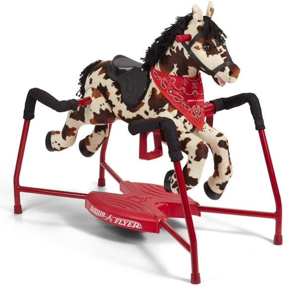 Radio Flyer Freckles Plush Interactive Riding Horse, Ride-on for Kids 2-6 Years, Realistic Sounds