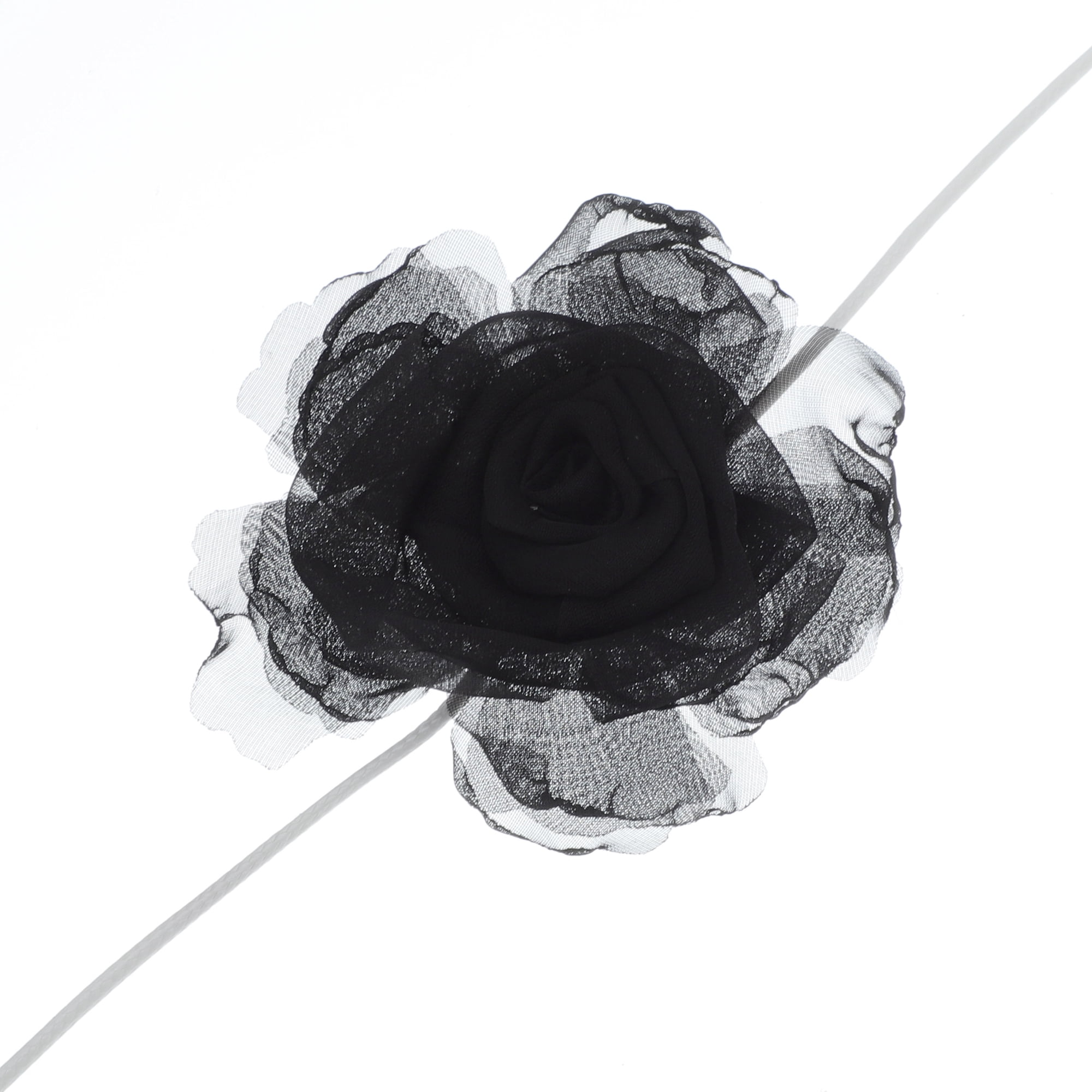 Unique Bargains Flower Choker Necklace 1Pc Black, White