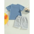 thumbnail image 4 of Bagilaanoe 2pcs Newborn Baby Boy Short Pants Set Short Sleeve Letter Print T Shirt Tops + Shorts 3M 6M 12M 18M 24M Infant Casual Summer Outfits, 4 of 7