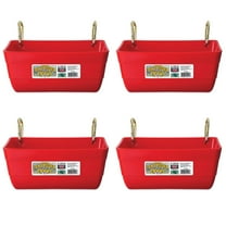 Little Giant 4.5 Quart Heavy Duty Feed Trough Bucket Fence Feeder, Red (4 Pack)