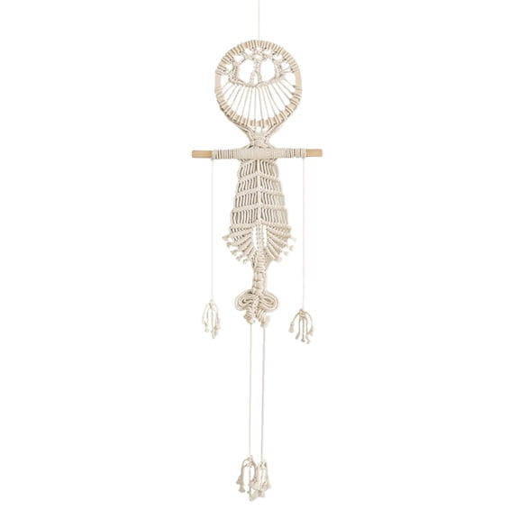 ZMKIAG Handwoven Macrame Wall Hanging with Halloween Skull Theme - Bohemian Tapestry Art for Living Room, Bedroom or Festival Party Decor, Natural Cotton Fiber Design