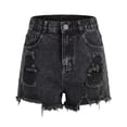 thumbnail image 6 of RMGVDSD Girls Ripped Jeans Shorts Distressed Denim Shorts Girls' Summer High Rise Denim Shorts Raw Hem Straight Leg Shorts Stylish Wear 7-8 Years, 6 of 6