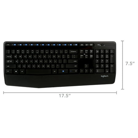 Logitech - MK345 Wireless Ergonomic Membrane Keyboard and Mouse Bundle for PC - Black/blue